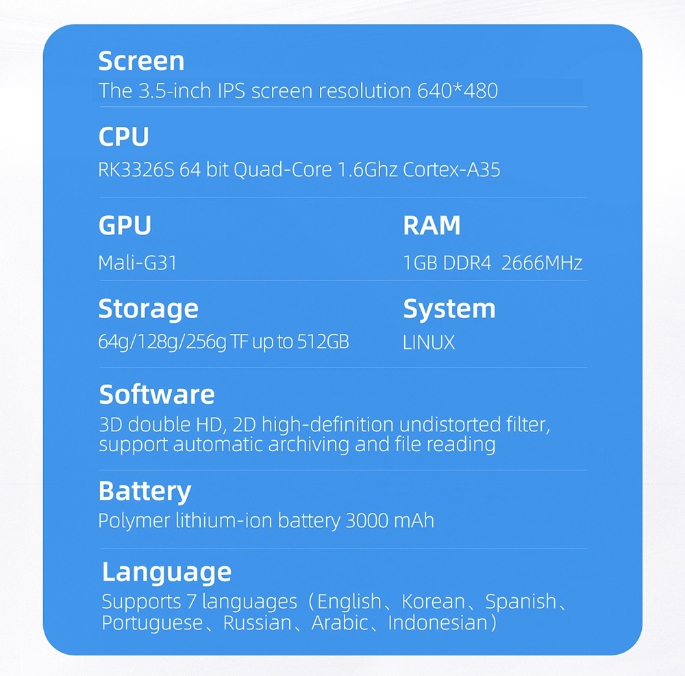 AMPOWN XU10 Handheld Game Console, 3.5-inch, 128GB TF Card, Linux, 10000+ Games - Grey