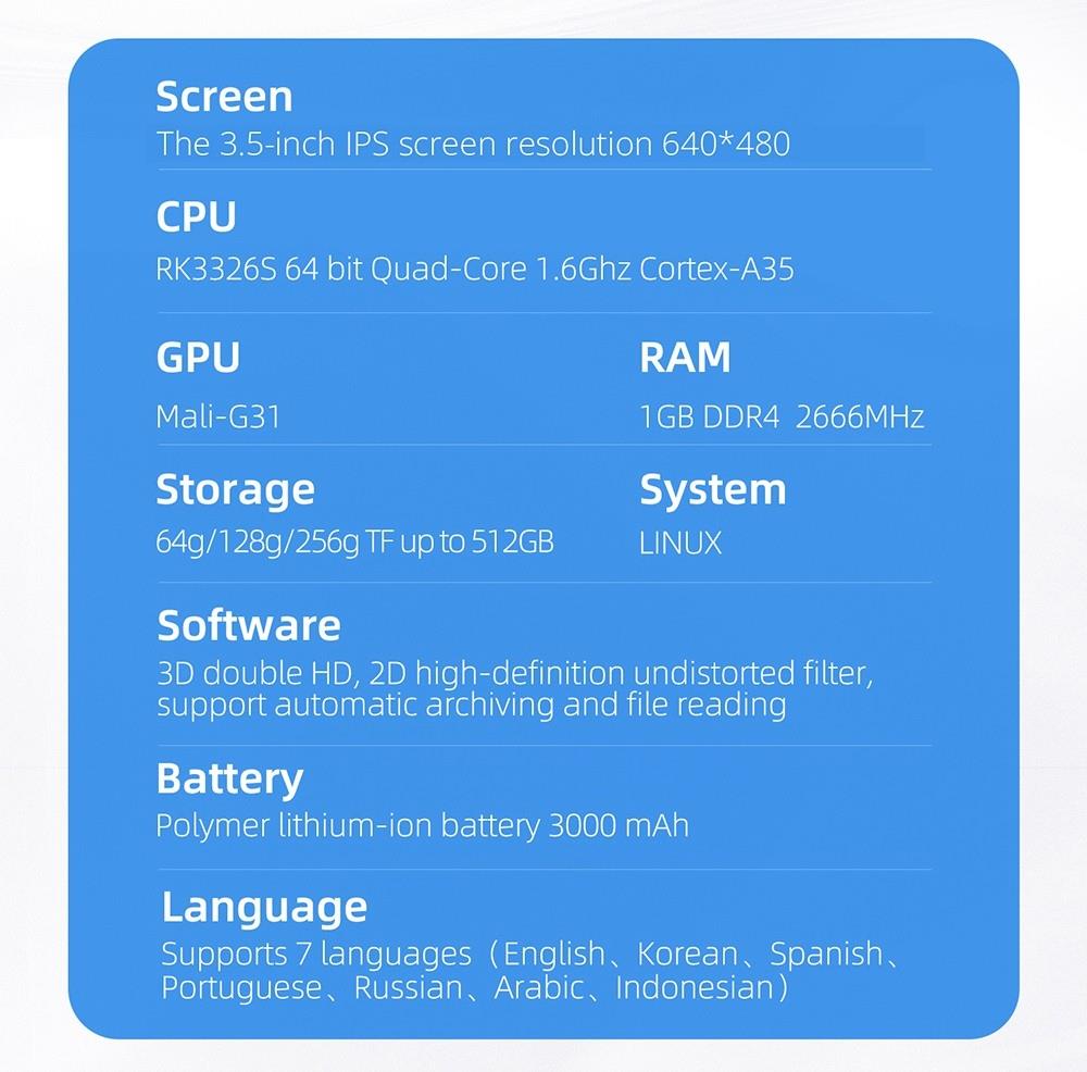 AMPOWN XU10 Handheld Game Console, 3.5-inch, 256GB TF Card, Linux, 10000+ Games - Grey