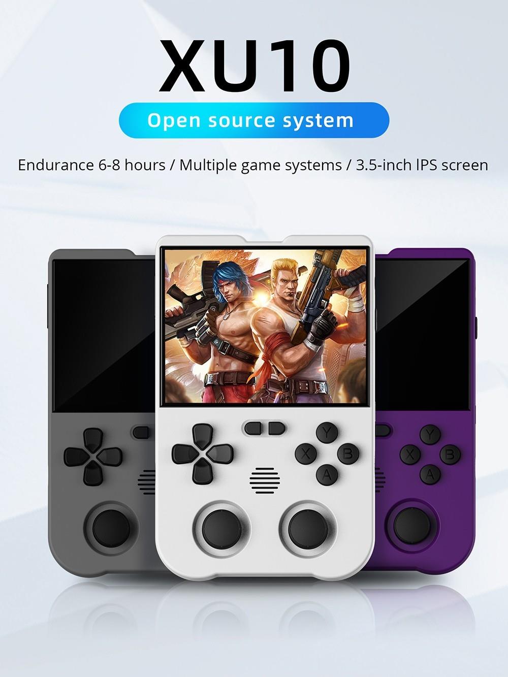 AMPOWN XU10 Handheld Game Console, 3.5-inch, 64GB TF Card, Linux, 10000+ Games - White