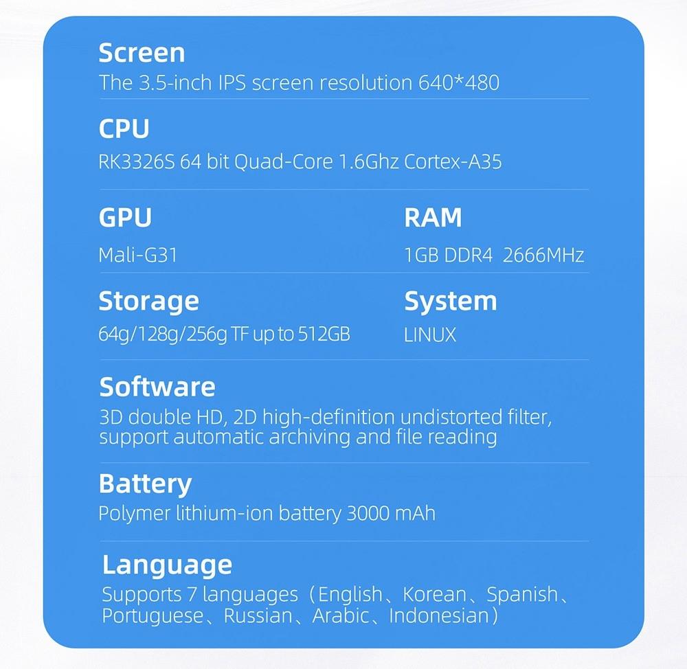 AMPOWN XU10 Handheld Game Console, 3.5-inch, 64GB TF Card, Linux, 10000+ Games - White