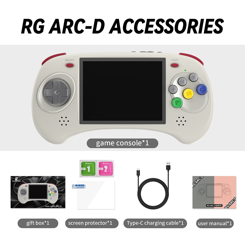 ANBERNIC RG ARC-D Game Console, Touch Screen, 128GB TF Card, 32GB Android 16GB Linux, 2GB LPDDR4, HDMI Output - Grey