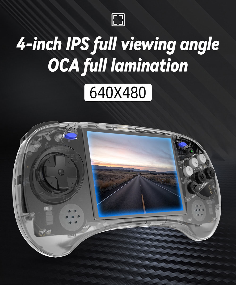 ANBERNIC RG ARC-S Game Console, 128GB TF Card, 16GB Linux, 1GB LPDDR4, HDMI Output - Transparent Black