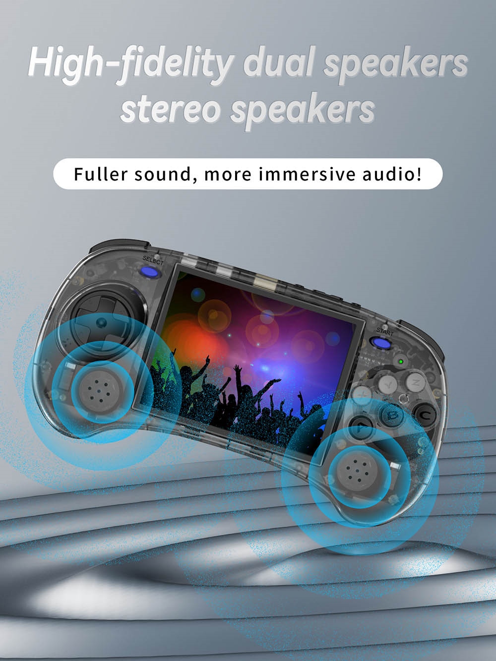 ANBERNIC RG ARC-S Game Console, 128GB TF Card, 16GB Linux, 1GB LPDDR4, HDMI Output - Transparent Black