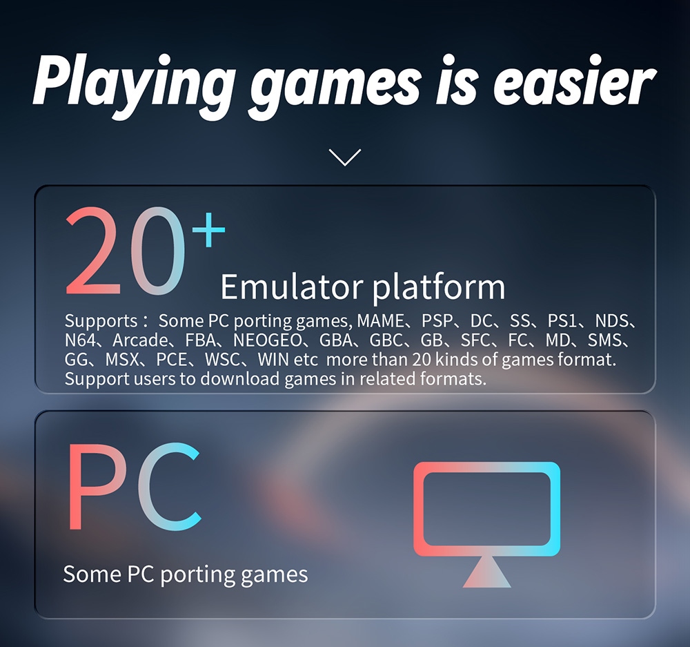 ANBERNIC RG ARC-S Game Console, 256GB TF Card, 16GB Linux, 1GB LPDDR4, HDMI Output - Transparent Blue
