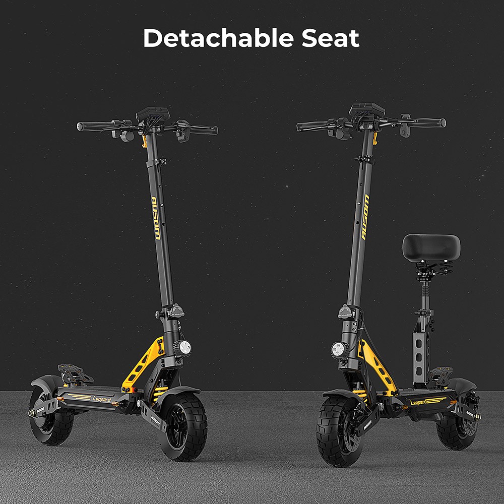 Refurbished Ausom Leopard Off-Road Electric Scooter 1000W 20.8Ah with 34MPH Speed, 52-Mile Range, LCD Display & Detachable Seat