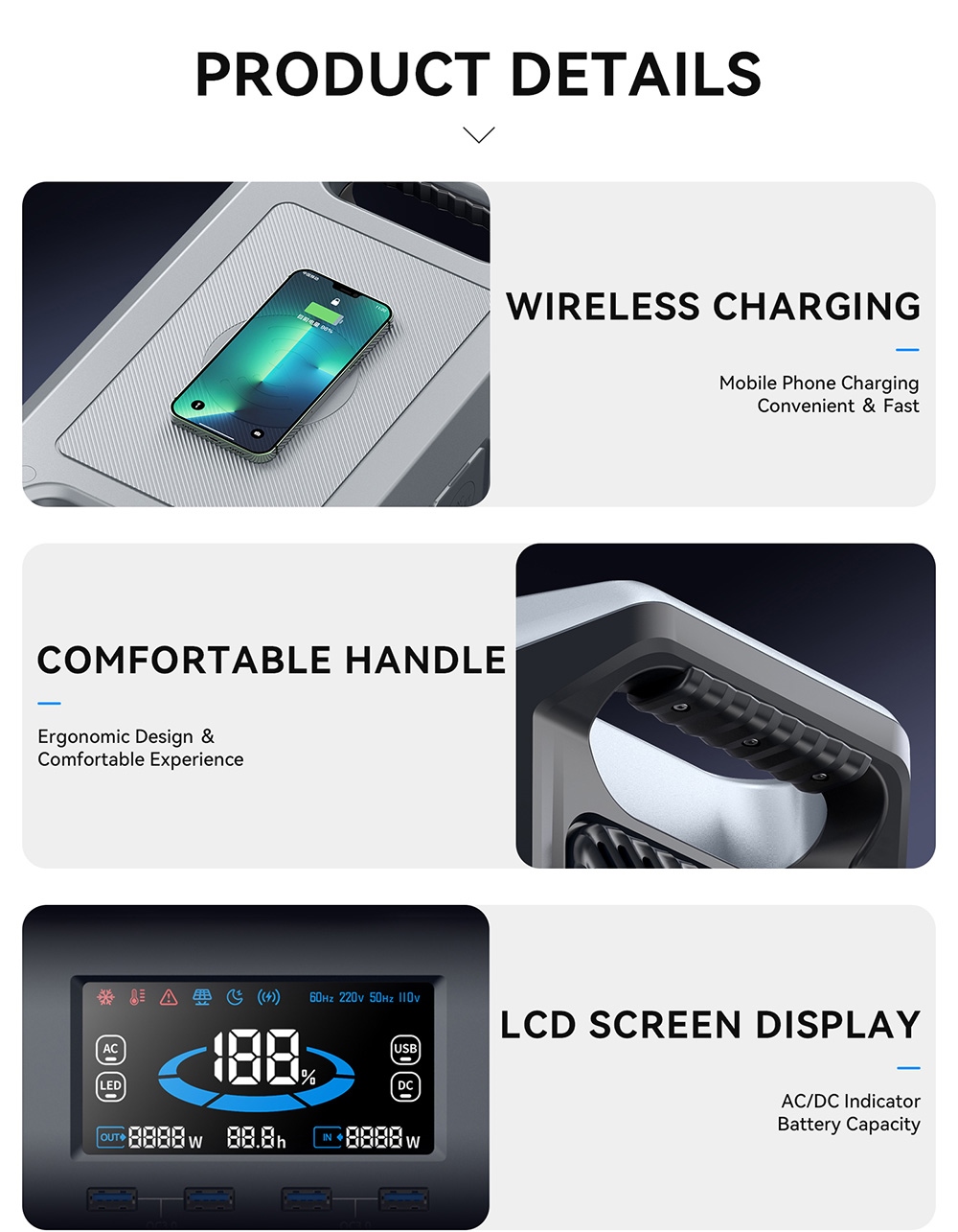 DaranEner NEO2000 Portable Power Station, 2073.6Wh LiFePO4 Battery Solar Generator, 2000W AC Output, 1.8 Hours Full Charge, 14 Ports, Wireless Charging, for Outdoors Camping, Travel, RV, Home Emergency