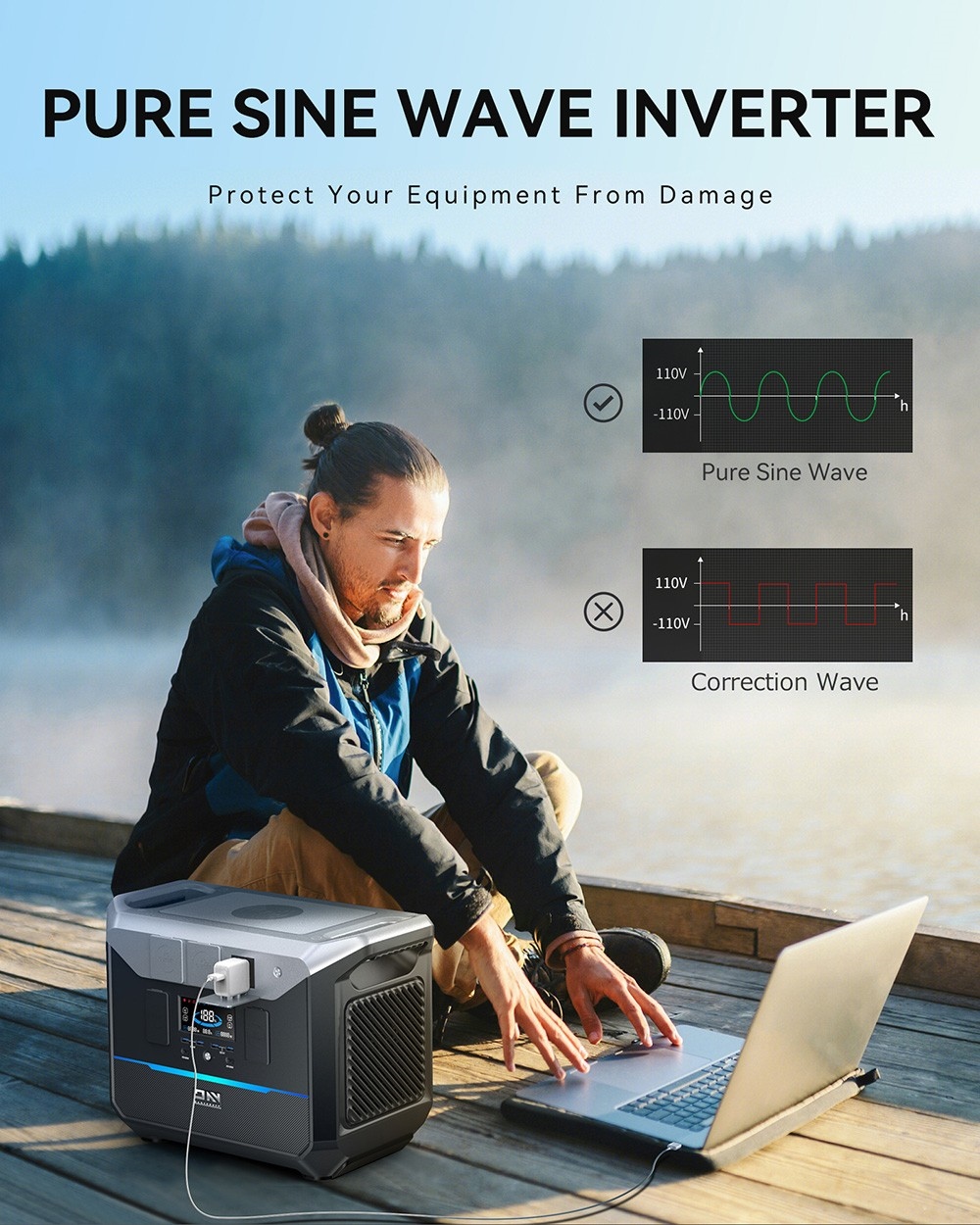 DaranEner NEO2000 Portable Power Station, 2073.6Wh LiFePO4 Battery Solar Generator, 2000W AC Output, 1.8 Hours Full Charge, 14 Ports, Wireless Charging, for Outdoors Camping, Travel, RV, Home Emergency