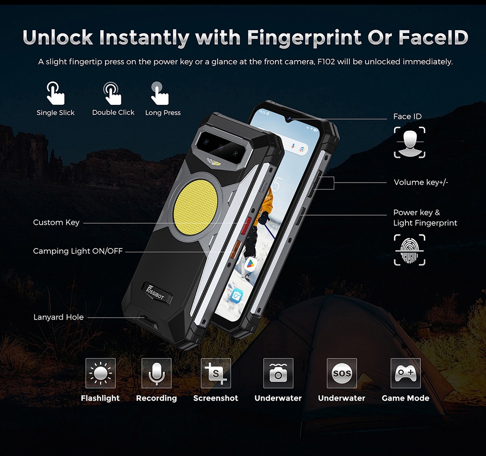 FOSSiBOT F102 Unlocked Rugged Smartphone 2023, 12GB+256GB, 32MP predný fotoaparát+108MP zadný fotoaparát, 16500mAh, Android 13.0, 6.58-palcový FHD+ displej, 3W kempingové svetlá, NFC GPS, verzia EÚ - červená