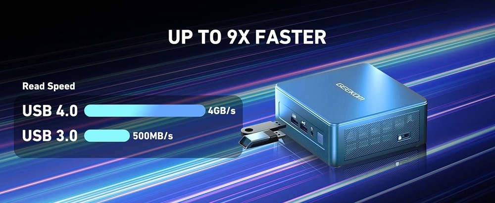 GEEKOM IT13 Mini PC, Intel i9-13900H 14 jadier 20 vlákien až 5,40 GHz, 32 GB DDR4 RAM 2TB SSD, 2*USB4.0(8K@60Hz)+2*HDMI2.0(4K@60Hz) 4 obrazovky, WiFi6E Bluetooth5.2, 3*USB3.2 1*USB2.0 1*Slot na kartu SD 1*Slúchadlový konektor 1*2.5GbE LAN - EU Plug