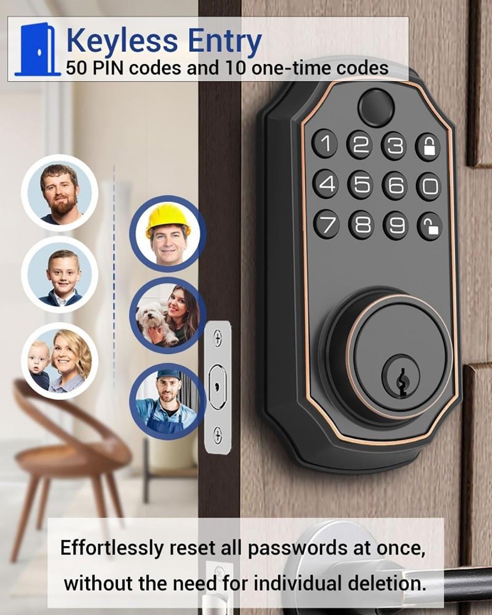 Geekbes JD-E02 Smart Door Lock, Auto-Lock, Fingerprint Password Key Unlocking, Voice Prompts Function