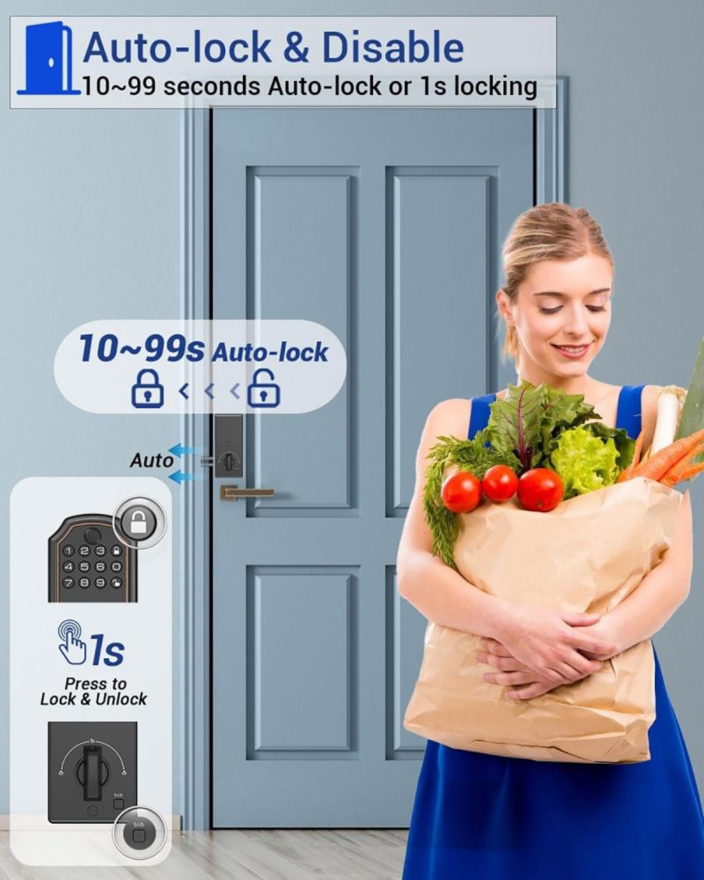 Geekbes JD-E02 Smart Door Lock, Auto-Lock, Fingerprint Password Key Unlocking, Voice Prompts Function