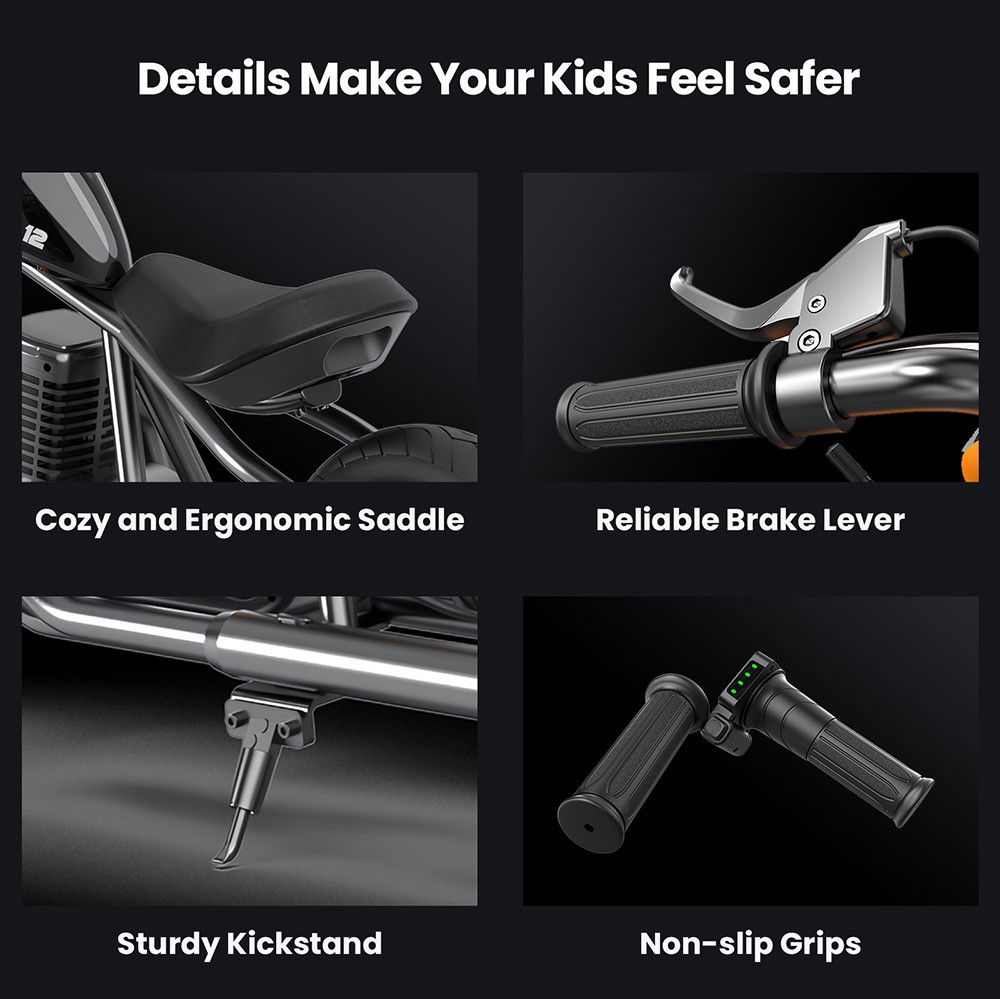 HYPER GOGO Challenger 12 Electric Chopper Motorcycle for Kids 24V 5.2Ah 160W s pneumatikami 12'x3', maximálny dojazd 12 km - oranžová