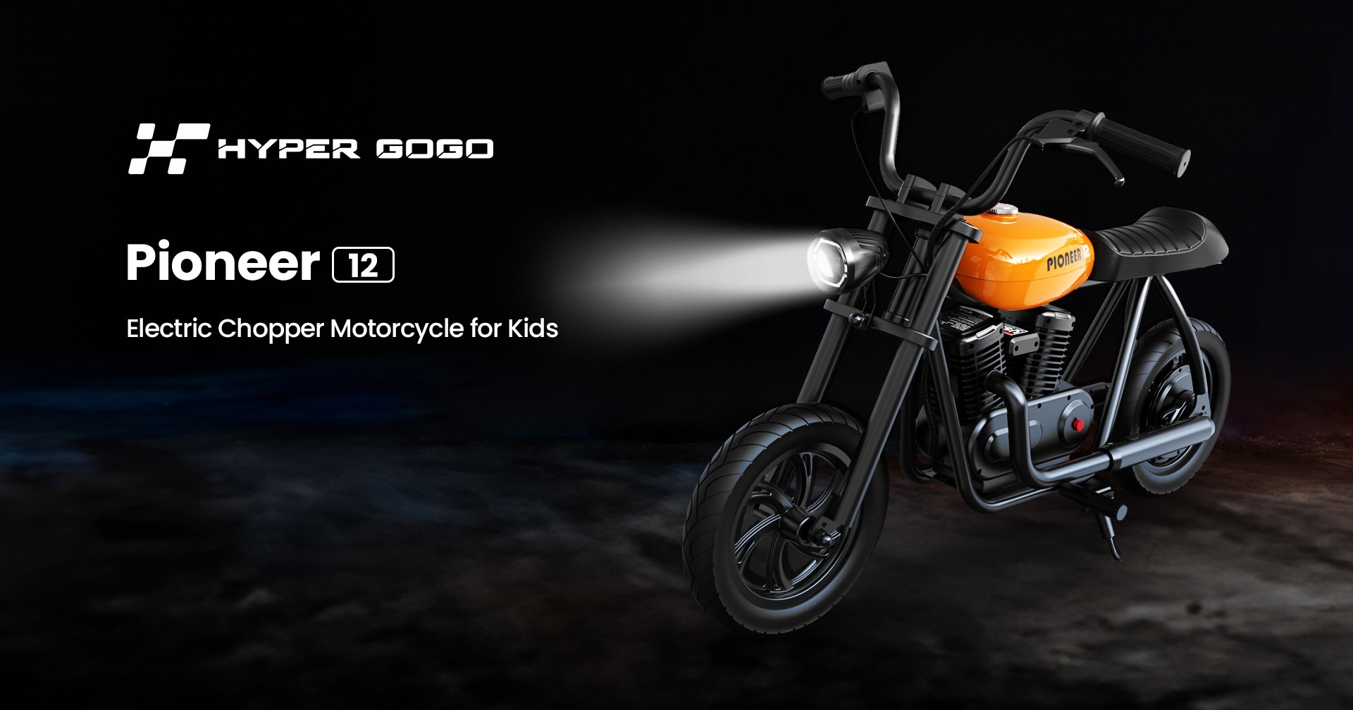 HYPER GOGO Pioneer 12 Electric Chopper Motorcycle for Kids 24V 5.2Ah 160W s pneumatikami 12'x3', maximálny dojazd 12 km