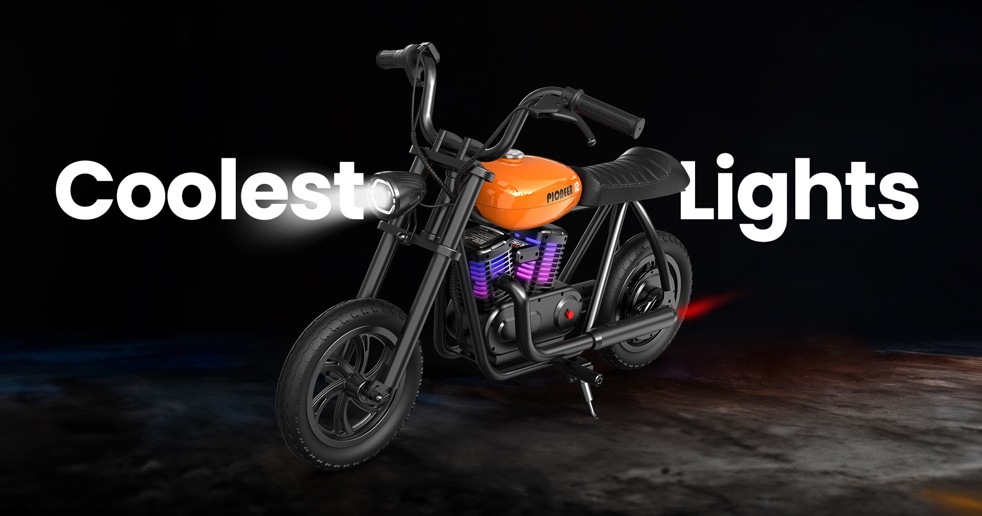 HYPER GOGO Pioneer 12 Plus Electric Chopper Motorcycle for Kids 24V 5.2Ah 160W s pneumatikami 12'x3', maximálny dojazd 12 km - čierna