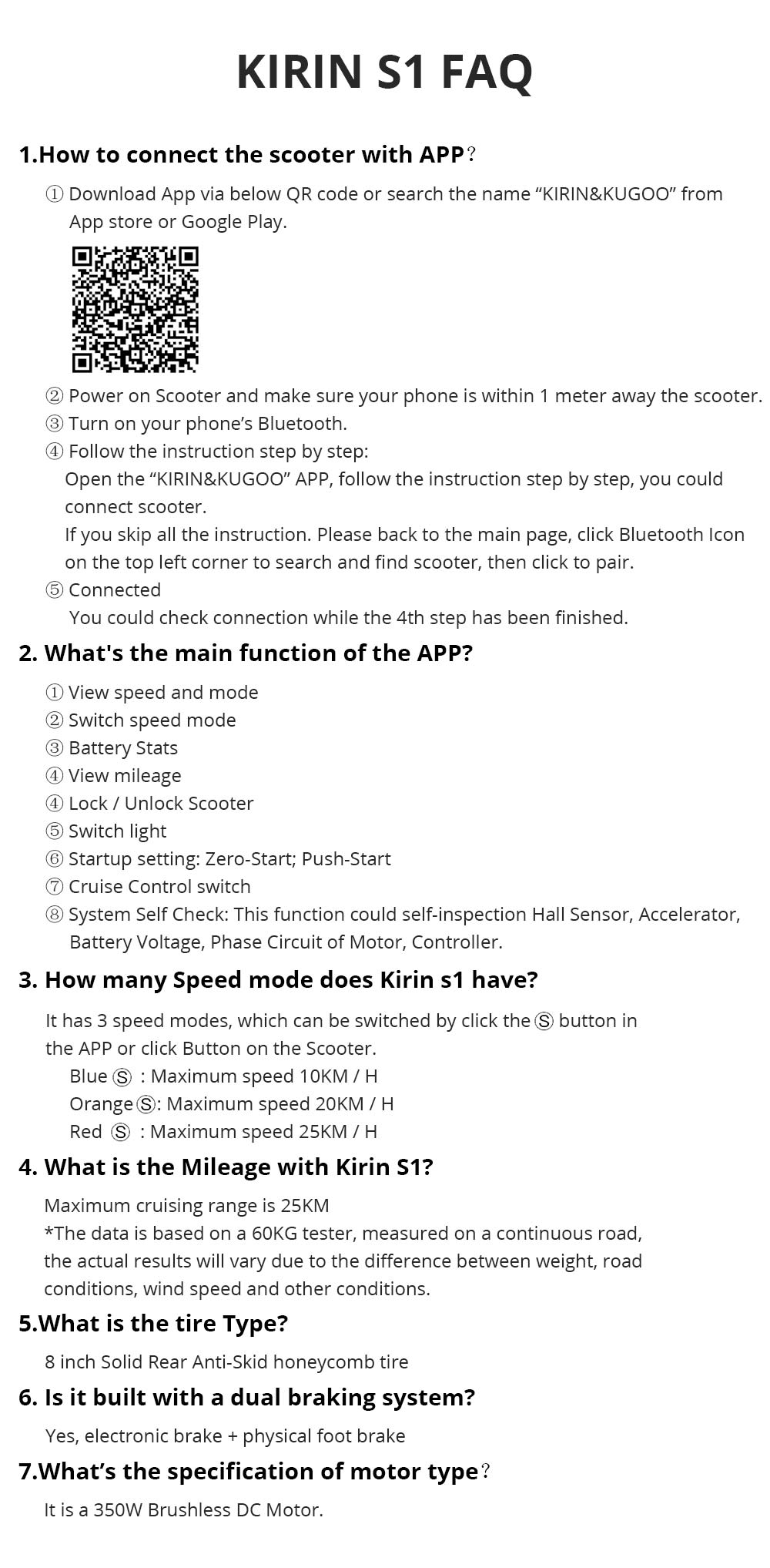 Refurbished KUGOO KIRIN S1 Electric Scooter 8 inches Tire 350W Brushless Motor 25km/h Max Speed APP control