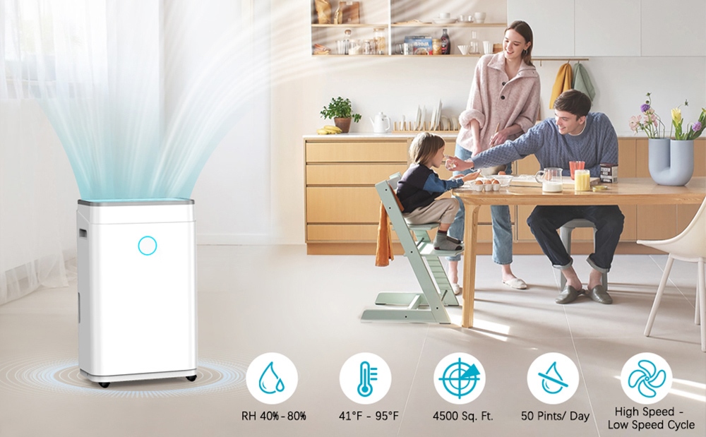 LUKO OL20-D030A Portable Home Dehumidifier, 20L Dehumidify Capacity, 6.5L Water Tank, Auto/Manual Drainage, 24-Hour Timer, Auto Defrost, Low Noise