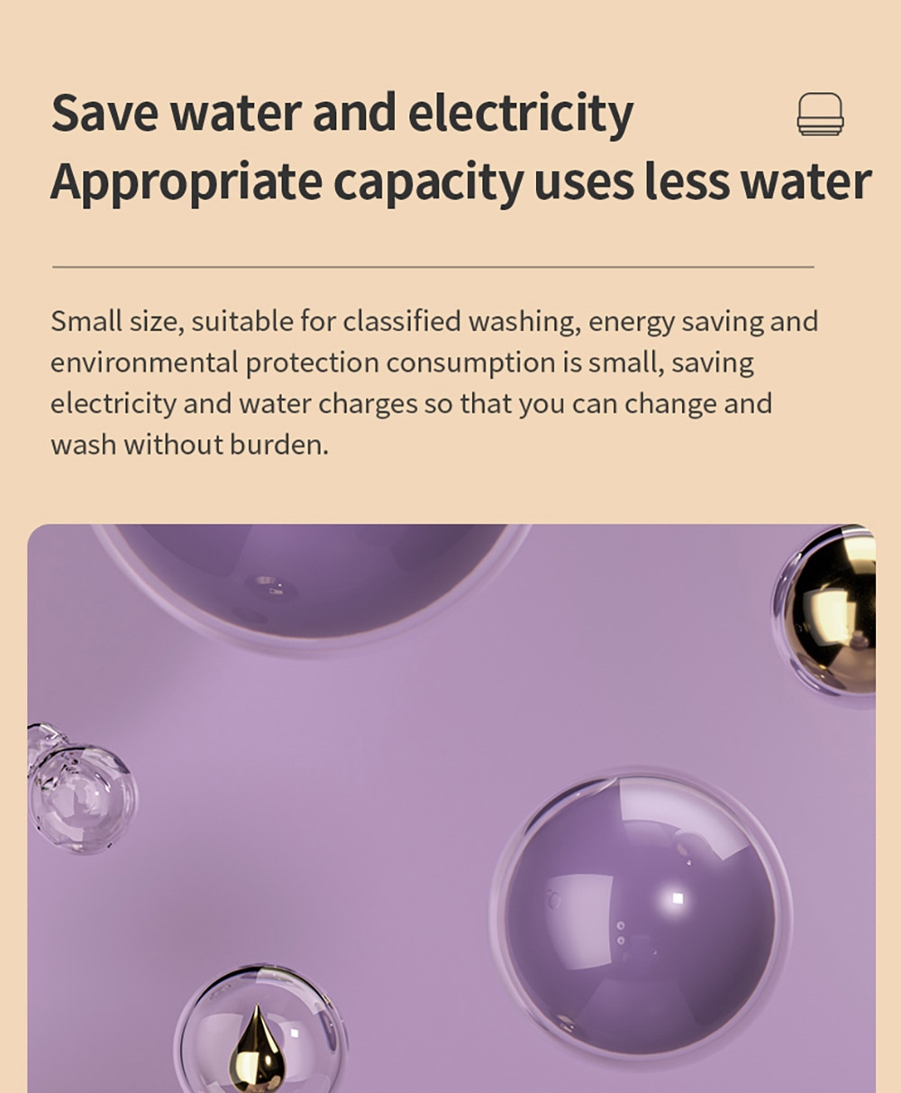 MOYU MINI01-M Mini Portable Clothes Washing Machine, Electric Folding Barrel Washer, 3-Gear Cleaning, Anti-Bacterial Wave Wheel - White