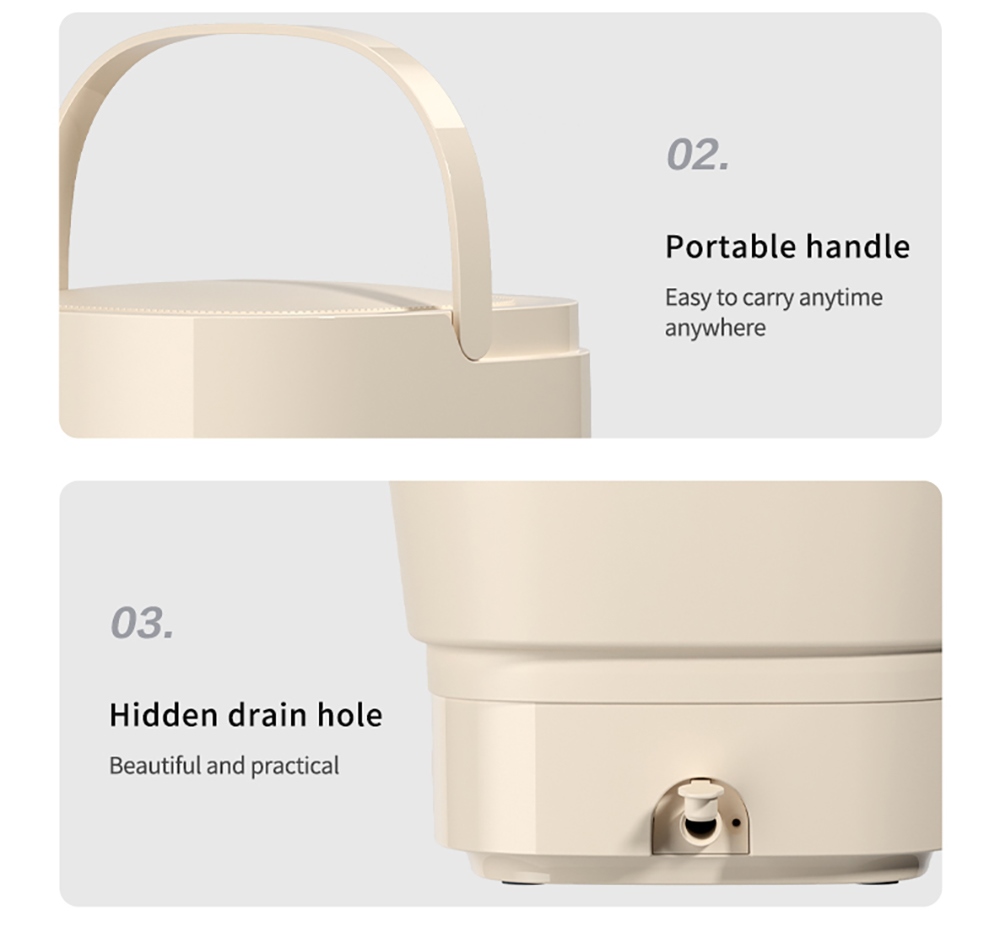 MOYU MINI01-M Mini Portable Clothes Washing Machine, Electric Folding Barrel Washer, 3-Gear Cleaning, Anti-Bacterial Wave Wheel - White