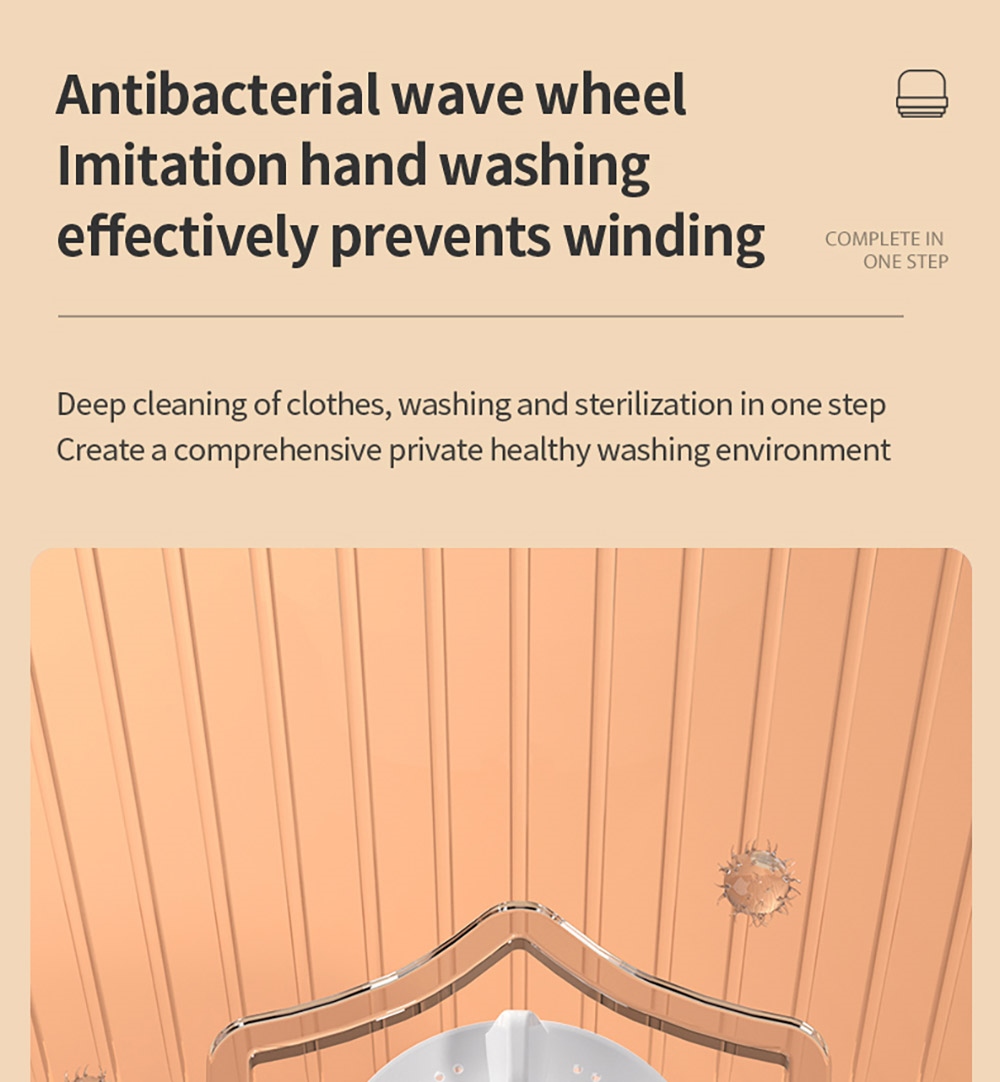 MOYU MINI01-M Mini Portable Clothes Washing Machine, Electric Folding Barrel Washer, 3-Gear Cleaning, Anti-Bacterial Wave Wheel - White