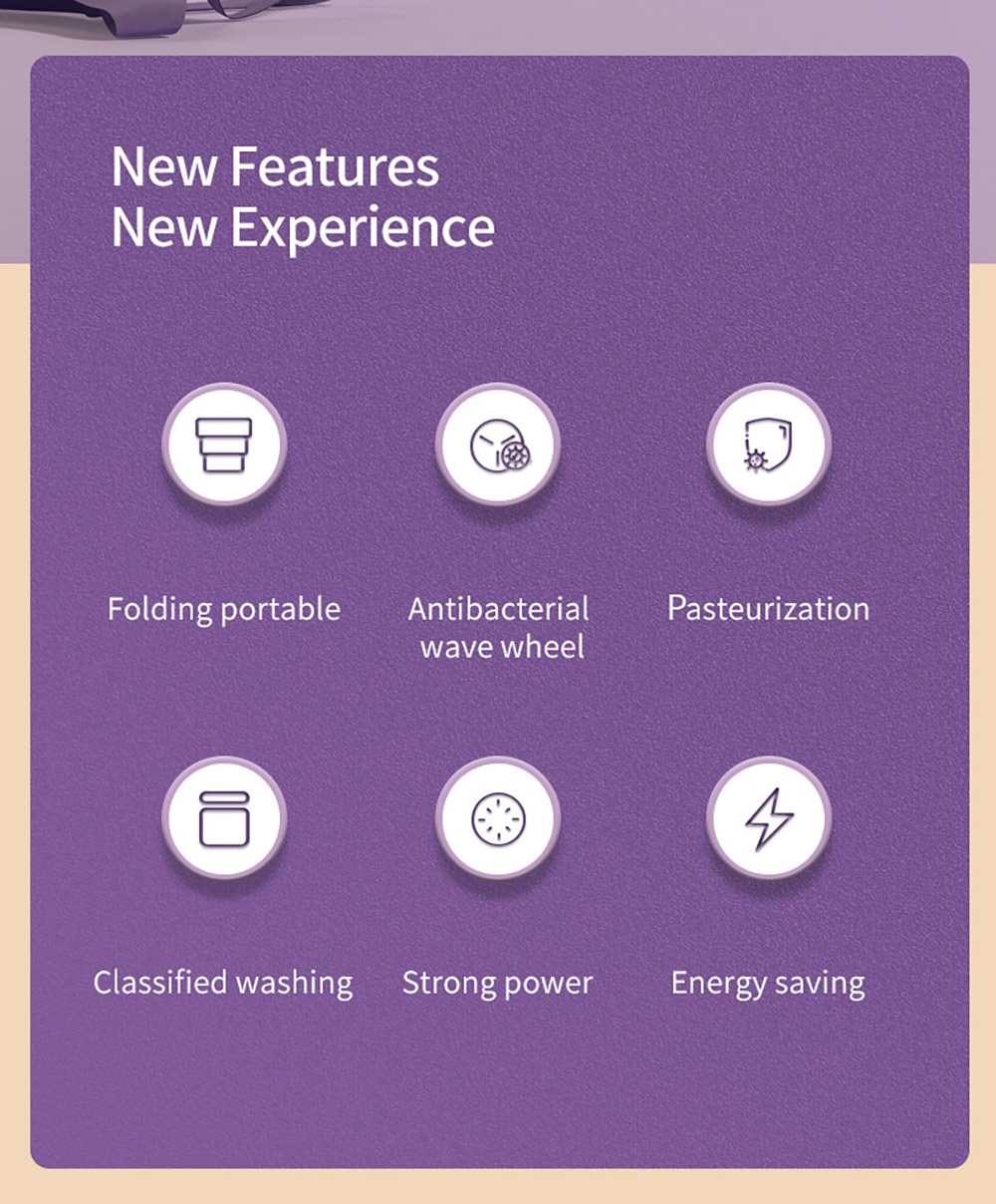 MOYU MINI01-M Mini Portable Clothes Washing Machine, Electric Folding Barrel Washer, 3-Gear Cleaning, Anti-Bacterial Wave Wheel - Yellow