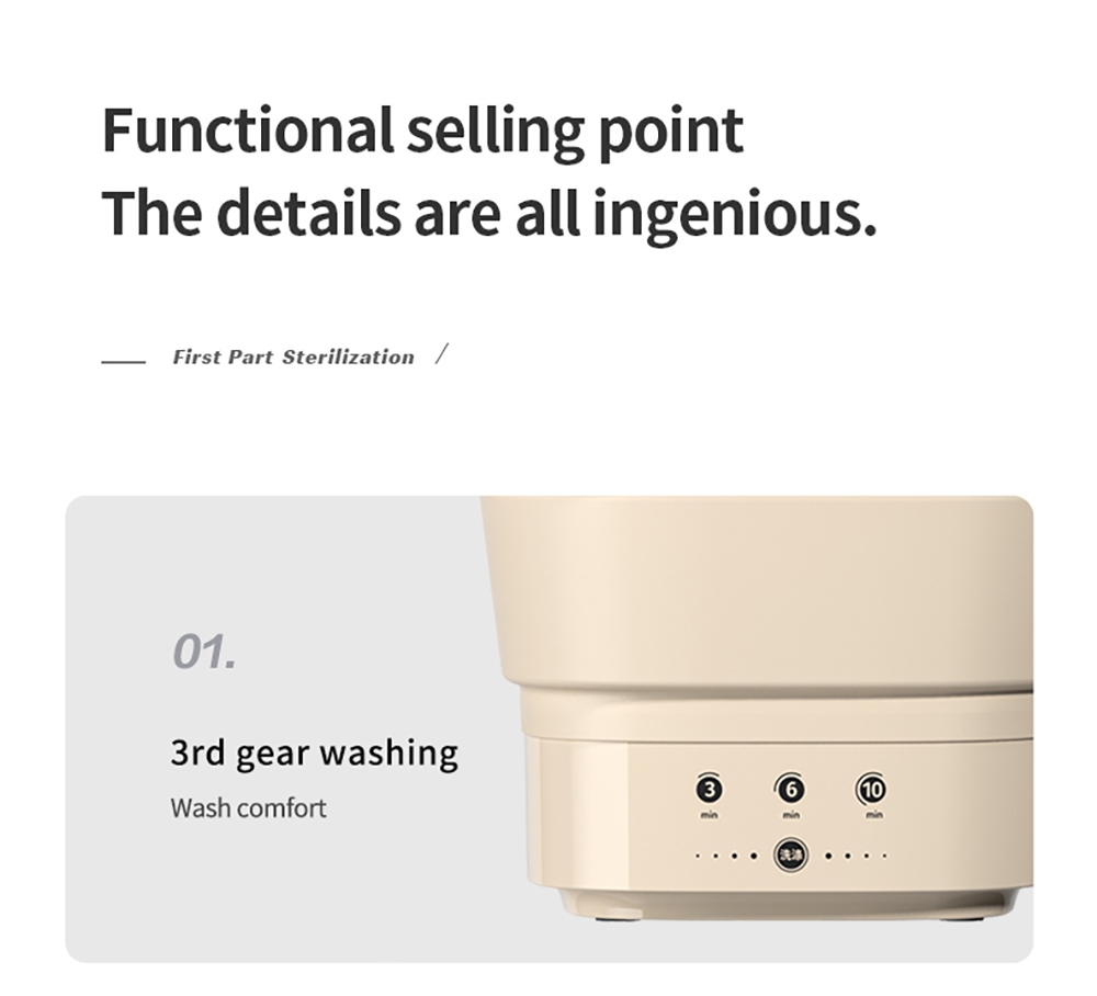 MOYU MINI01-M Mini Portable Clothes Washing Machine, Electric Folding Barrel Washer, 3-Gear Cleaning, Anti-Bacterial Wave Wheel - Yellow