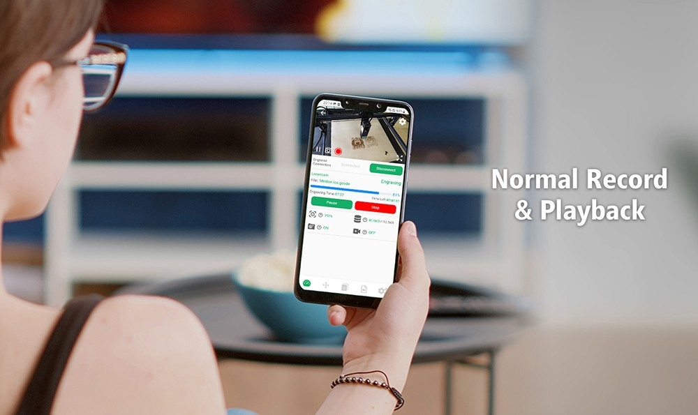 Mintion Lasercam Laser Engraver Camera, 1080P Video Resolution, Positioning in LightBurn, WiFi Remote Control, Auto Time-Lapse Video, Fire Detection, Night Version, Support PC Browser