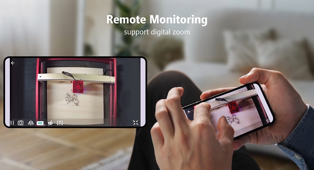 Mintion Lasercam Laser Engraver Camera, 1080P Video Resolution, Positioning in LightBurn, WiFi Remote Control, Auto Time-Lapse Video, Fire Detection, Night Version, Support PC Browser