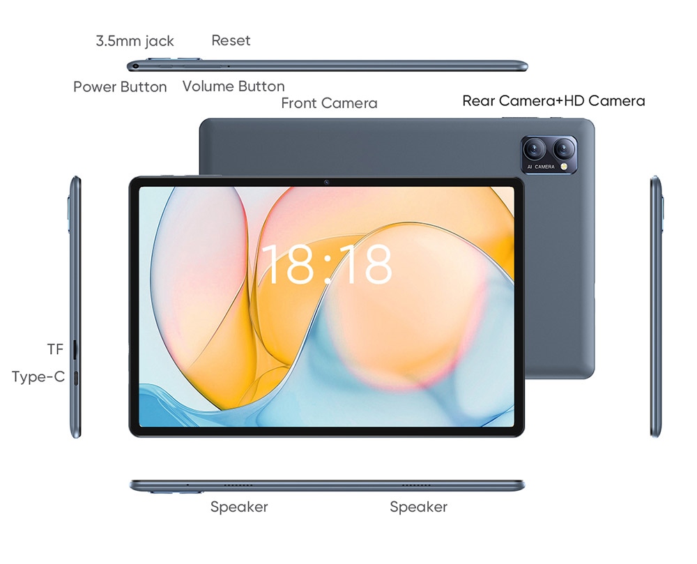 N-one Npad Y1 10,1-palcový tablet, 1280x800 HD IPS dotykový displej, Rockchip 3562, Android 13, 4GB+4GB RAM 64GB ROM