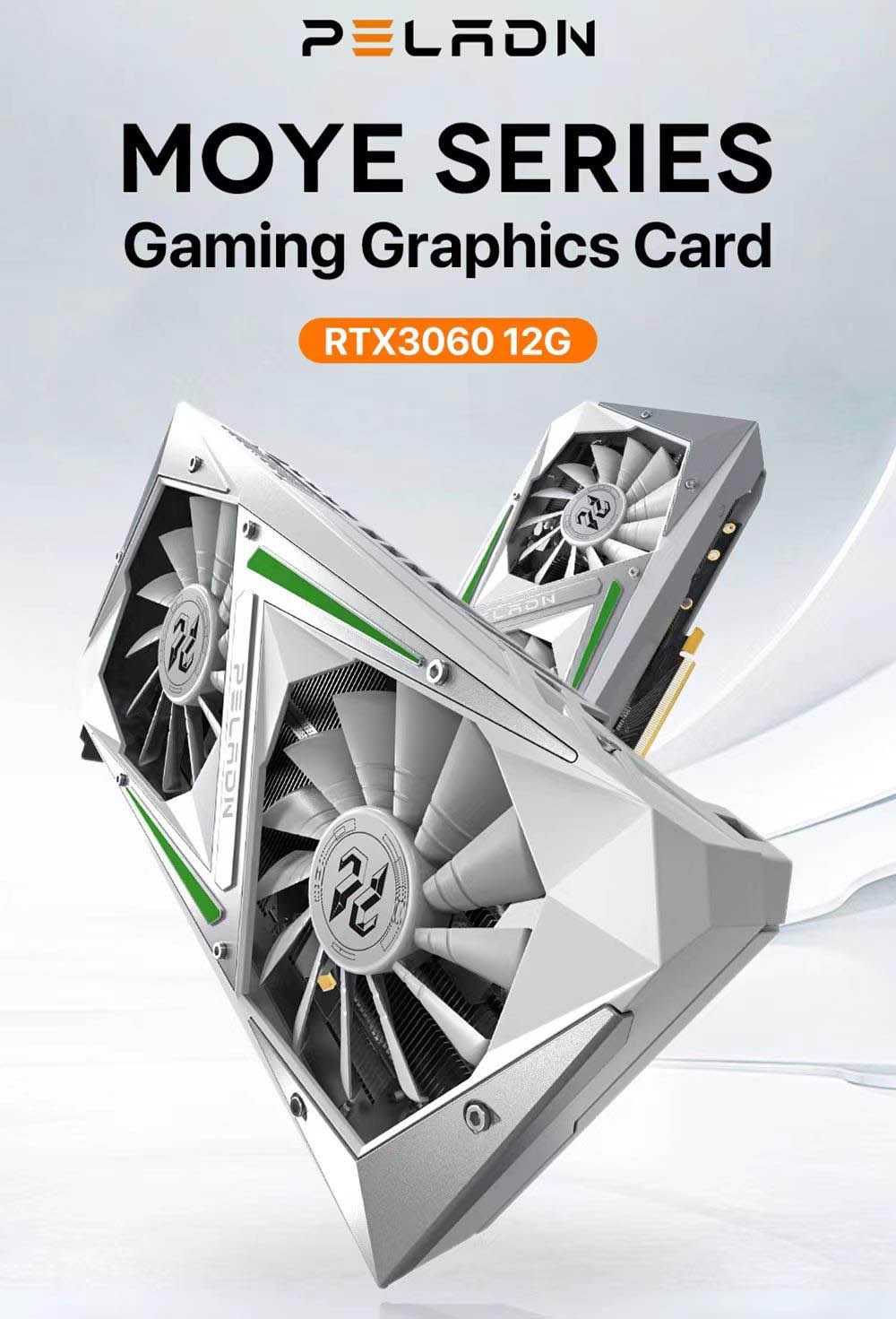 PELADN RTX3060 12GB Gaming Graphics Card, 8Pin 192bits, PCI Express 4.0, 3*DP+1*HD, 170W, Dual-Fan Cooling System - White