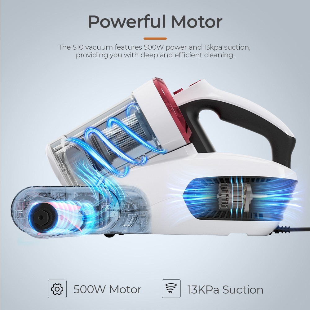 Smarock S10 Dual-Cup Smart Mite Cleaner, 13KPa Vacuum, 500W Power, 0.5L Dust Cup, 99.9% Mite Removal - EU Plug