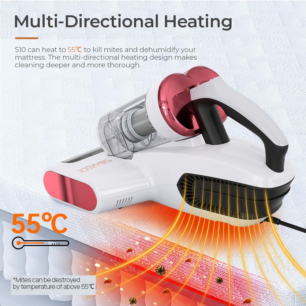 Smarock S10 Dual-Cup Smart Mite Cleaner, 13KPa Vacuum, 500W Power, 0.5L Dust Cup, 99.9% Mite Removal - EU Plug