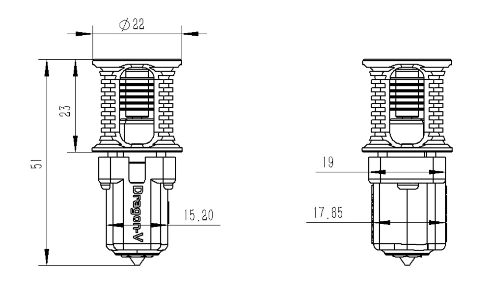 Trianglelab PT1000 Dragon Ace Hotend, Compatible with Prusa MK3 Voron Titan Extruder DDE 3D Printer - Black