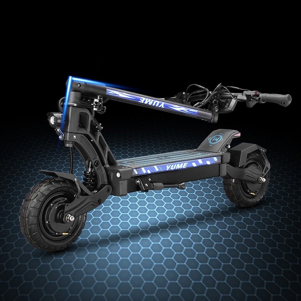 YUME HAWK Electric Scooter, 10x3.15" bezdušové terénne pneumatiky 1200W*2 Motor 60V 22.5Ah Batéria 43mph Max. rýchlosť 43mil Max. dojazd Hydraulické kotúčové brzdy 126kg Max. zaťaženie APP Control