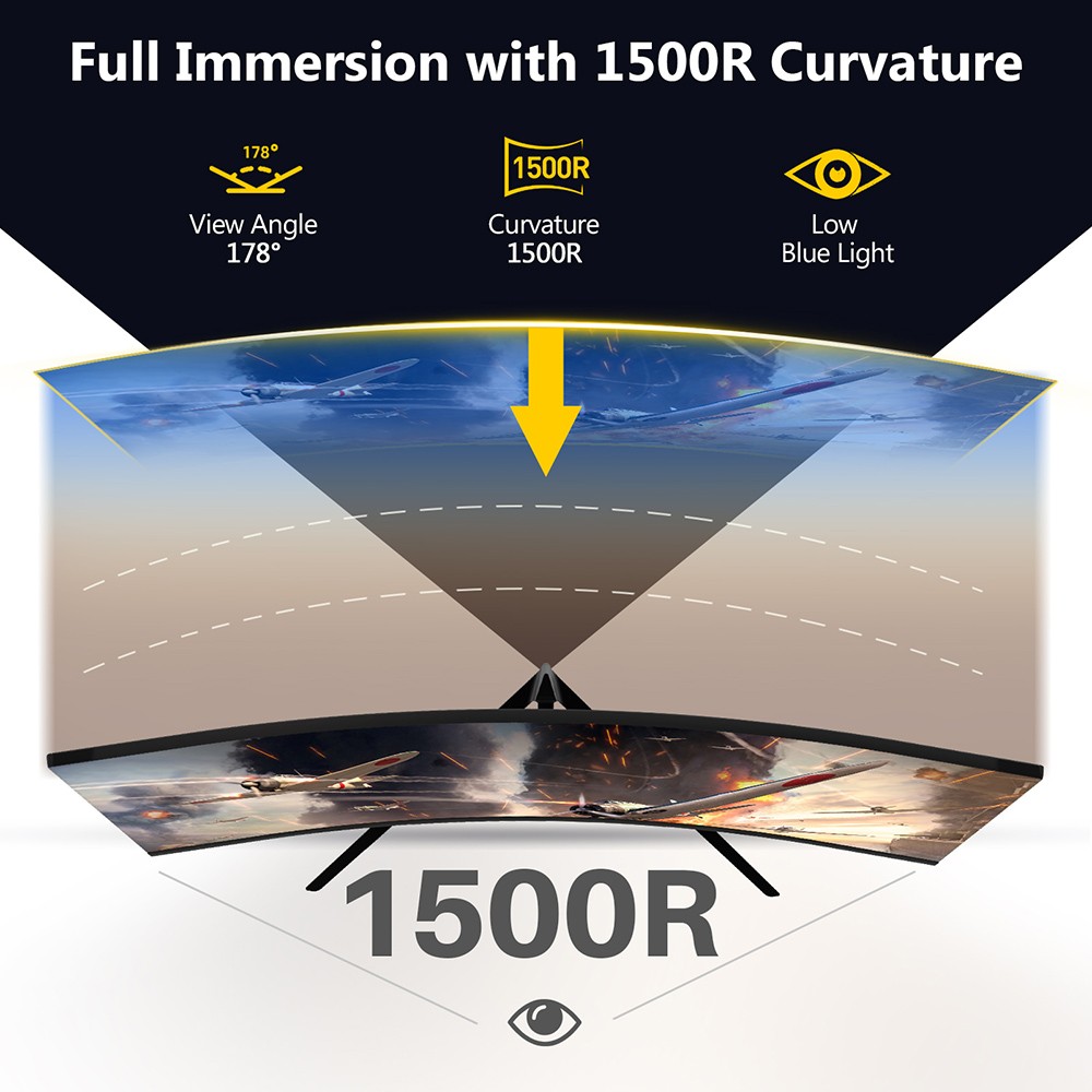 Moniteur de jeu incurvé Z-Edge UG27 27'' 1920x1080 200/144Hz, AMD Freesync Premium Display Port HDMI Haut-parleurs intégrés