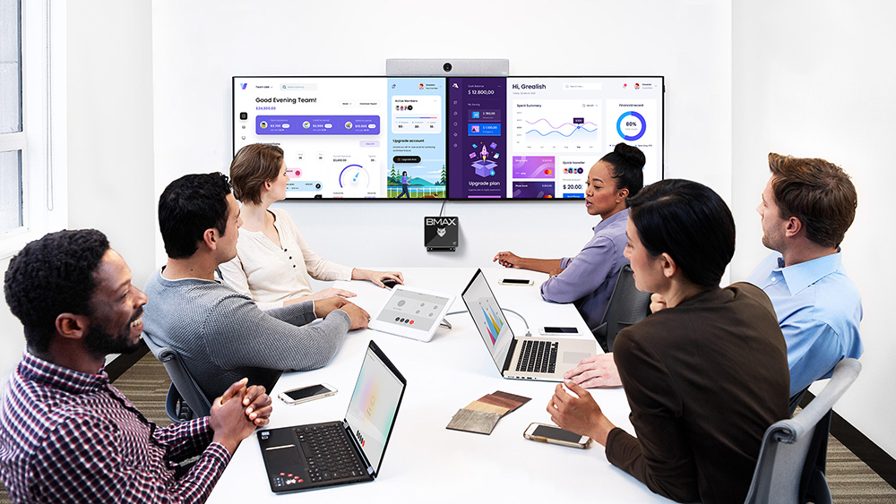 BMAX B2 Pro Mini PC, Intel N4105 Quad Core CPU Up to 2.5GHz, 8GB DDR4 256GB SSD, 4K 60Hz HDMI 2.0x2, USB 3.0x4, USB 2.0, Micro SD Card Slot, 3.5mm Audio, M.2 2280 SSD Slot, 2.4/5GHz Dual Wi-Fi, BT 5.0, RJ45 1000Mbps Ethernet, Windows 11 Pro