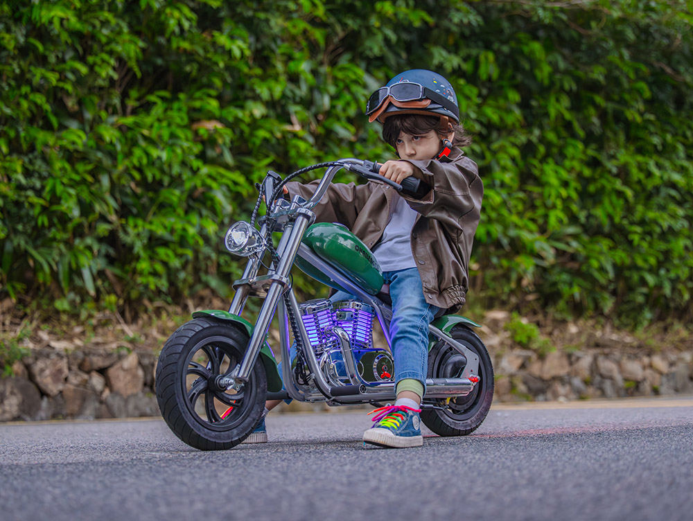 HYPER GOGO Challenger 12 Plus s aplikáciou Elektrická motorka pre deti 12'' pneumatiky Bluetooth reproduktor hmla - oranžová