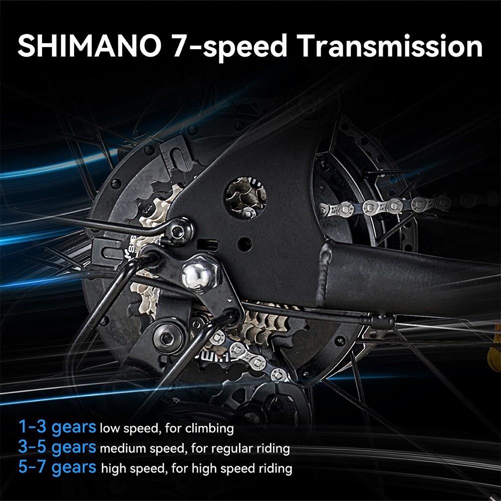 Z8 Electric Bike 20*4.0 inch CHAOYANG Fat Tire 48V 500W Motor 28MPH Max Speed 15Ah Battery 75 miles Max Range Dual Mechanical Disc Brake Shimano 7-Speed