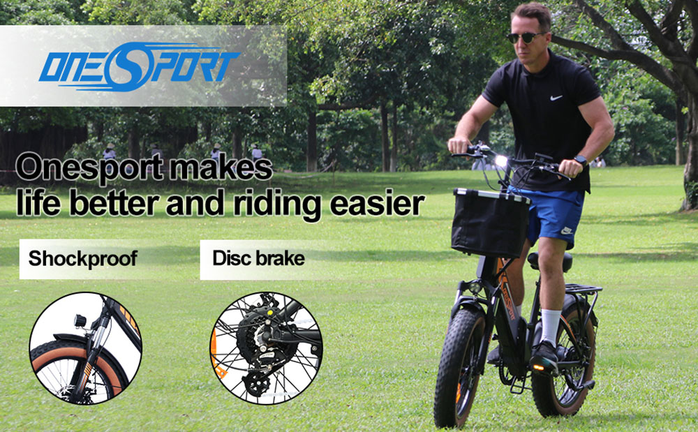 ONESPORT OT29 Electric Bike 20*4.0 inch Fat Tires 250W Motor 25km/h Speed 48V 17Ah Battery 120km Max Range Shimano 7-Speed