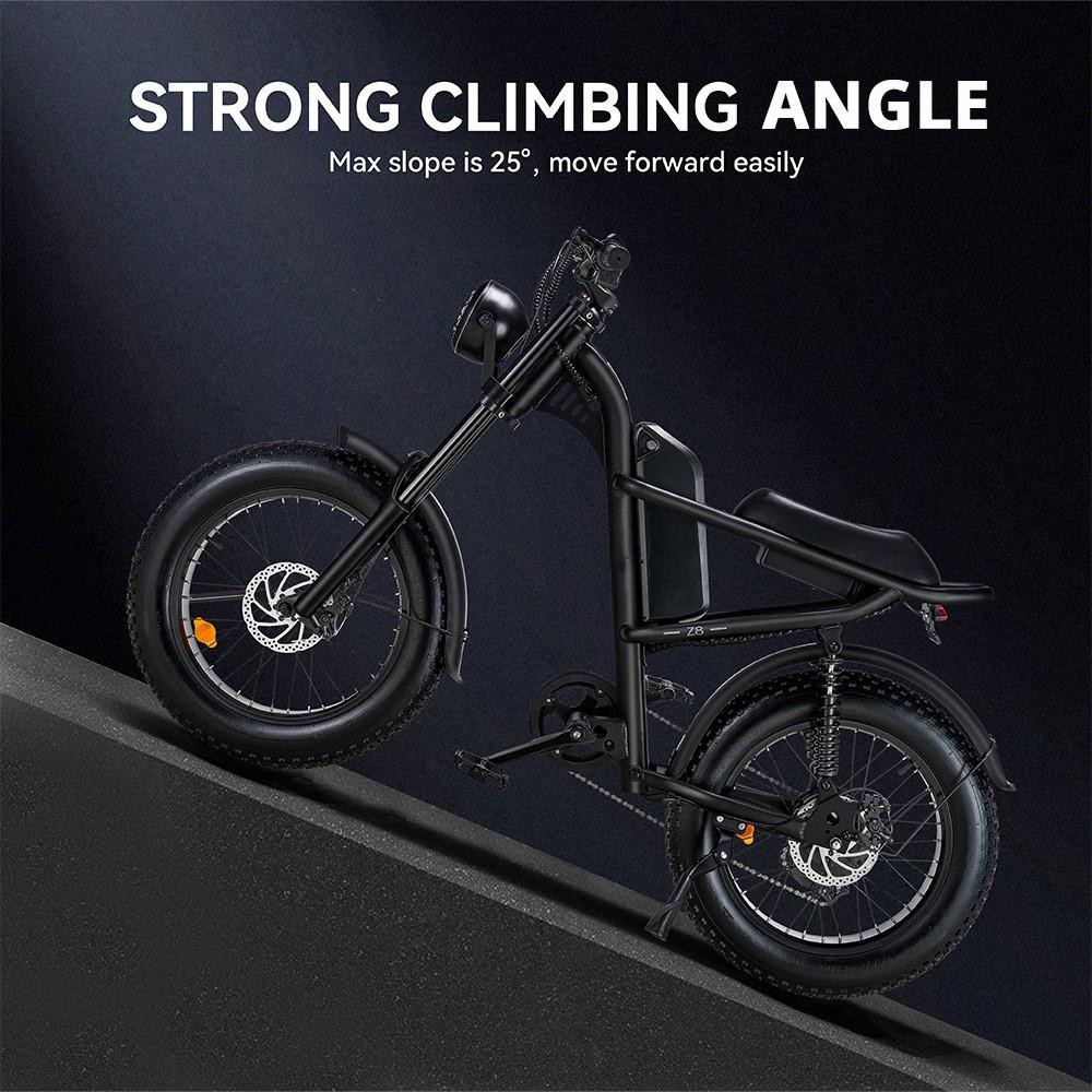 Z8 Electric Bike 20*4.0 inch CHAOYANG Fat Tire 48V 500W Motor 28MPH Max Speed 15Ah Battery 75 miles Max Range Dual Mechanical Disc Brake Shimano 7-Speed