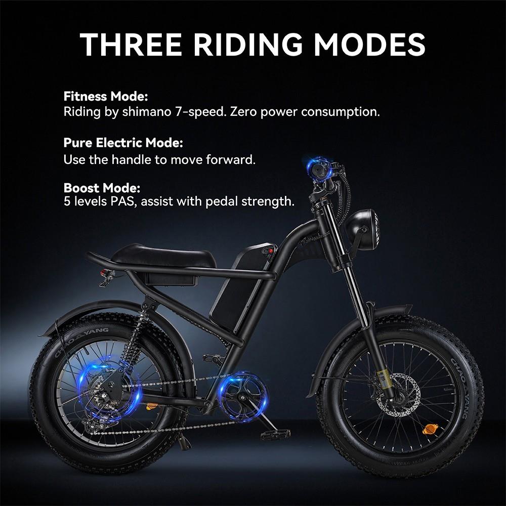 Z8 Electric Bike 20*4.0 inch CHAOYANG Fat Tire 48V 500W Motor 28MPH Max Speed 15Ah Battery 75 miles Max Range Dual Mechanical Disc Brake Shimano 7-Speed