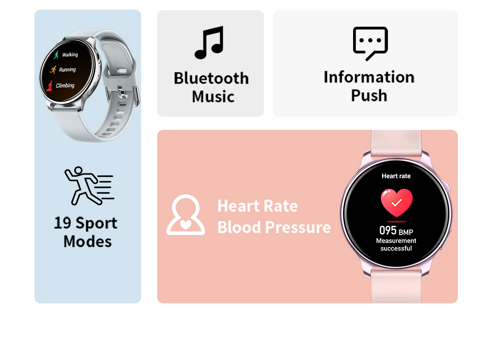 LOKMAT Time 2 Smart Watch Bluetooth Call Heart Rate Monitoring Sports Watch with Sleep Tracker for Android iOS Rose - Gold