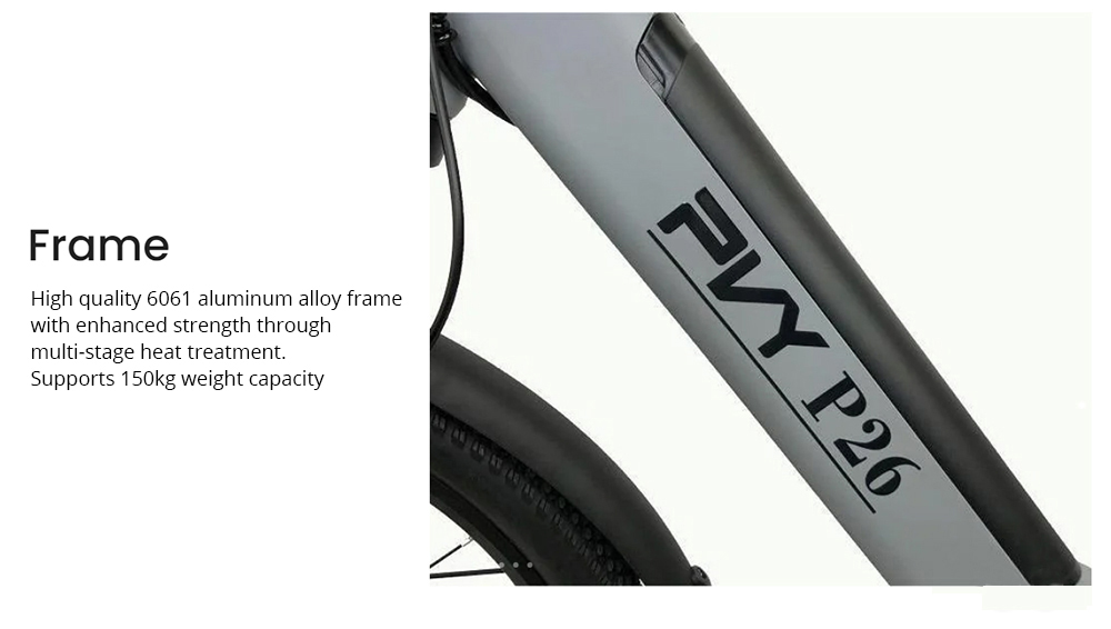 Elektrobicykel PVY P26, 27,5-palcové pneumatiky 750W motor 48V 11.6AH batéria 100 km maximálny dojazd Hydraulické brzdy Shimano 7 rýchlostí Podsvietený LCD displej