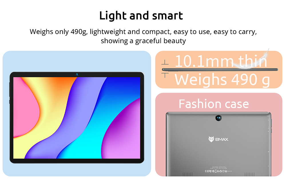 BMAX MaxPad i9 Plus Tablet, 10.1-inch 1280x800 16:10 IPS Touch Screen, RK3562 Quad Core 1.8GHz, 8GB(4GB+4GB Expand) RAM 64GB ROM, 2.4/5GHz Wi-Fi 6, BT5.0, 2MP+5MP Cameras, Type-C Micro SD 3.5mm Headset Jack, 5000mAh Battery, Android 12 Multi-language