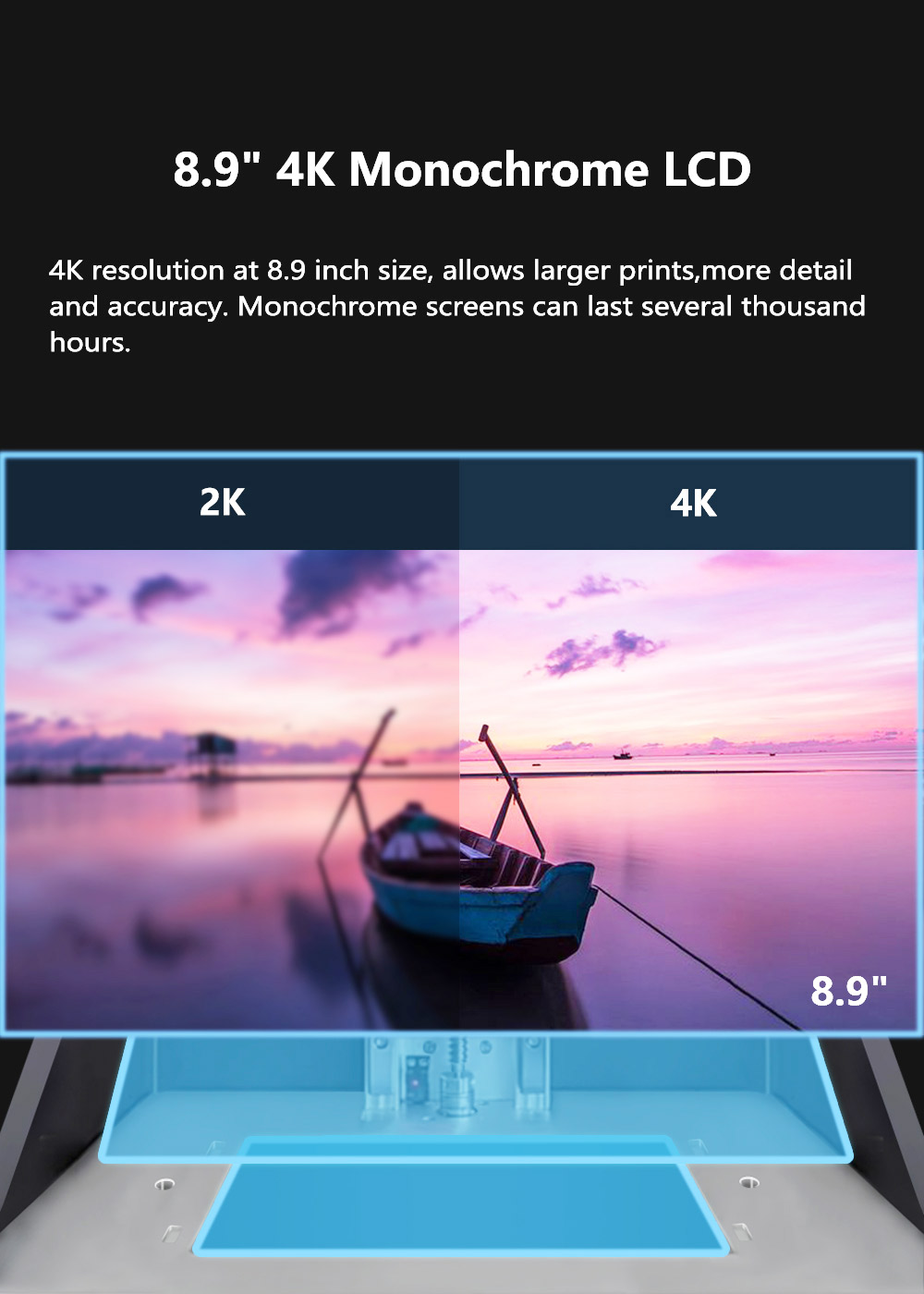 QIDI i Box Mono 3D Resin Printer UV Photocuring 8.9" 4K Monochrome LCD 3.5 inch Touch Screen 192x120x200mm