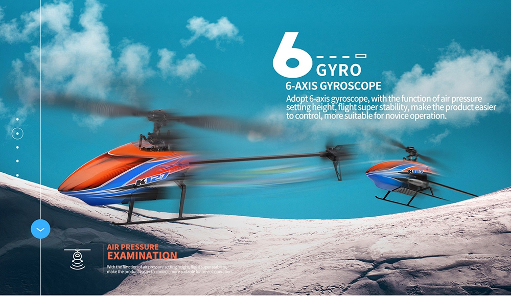 XK K127 4CH 6-Axis Gyro RC Helicopter Altitude Hold Flybarless RTF- One Battery