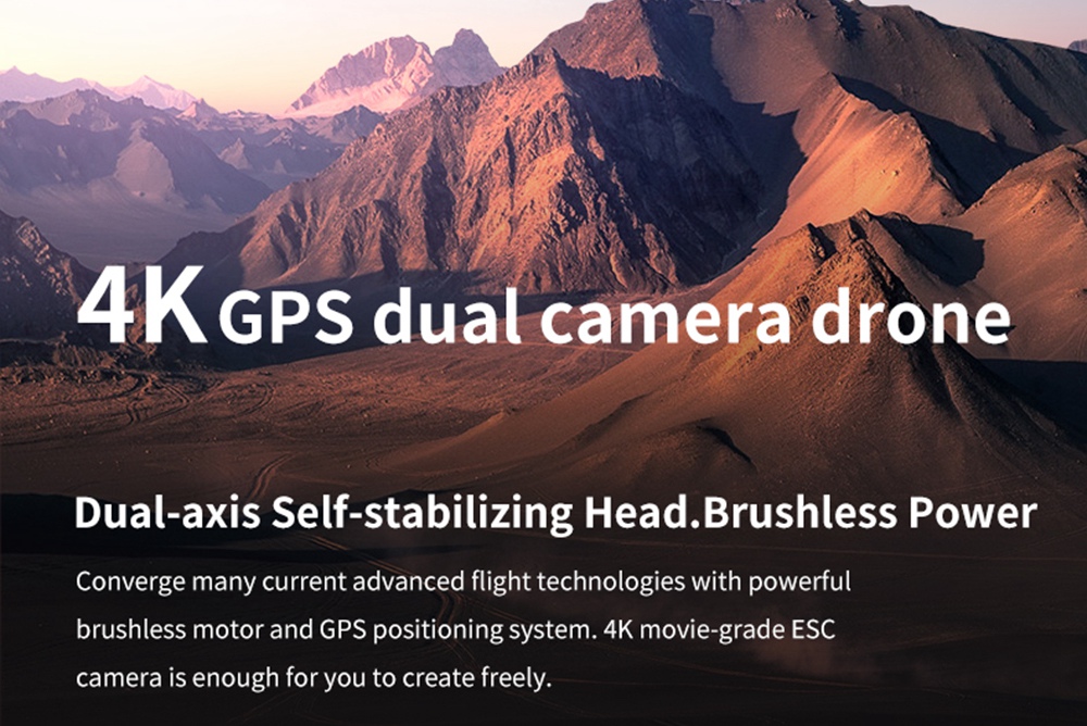 JJRC X19 4K 5G WIFI FPV GPS with Dual Camera 2-Axis EIS Gimbal 25mins Flight Time Brushless RC Drone RTF - Two Batteries