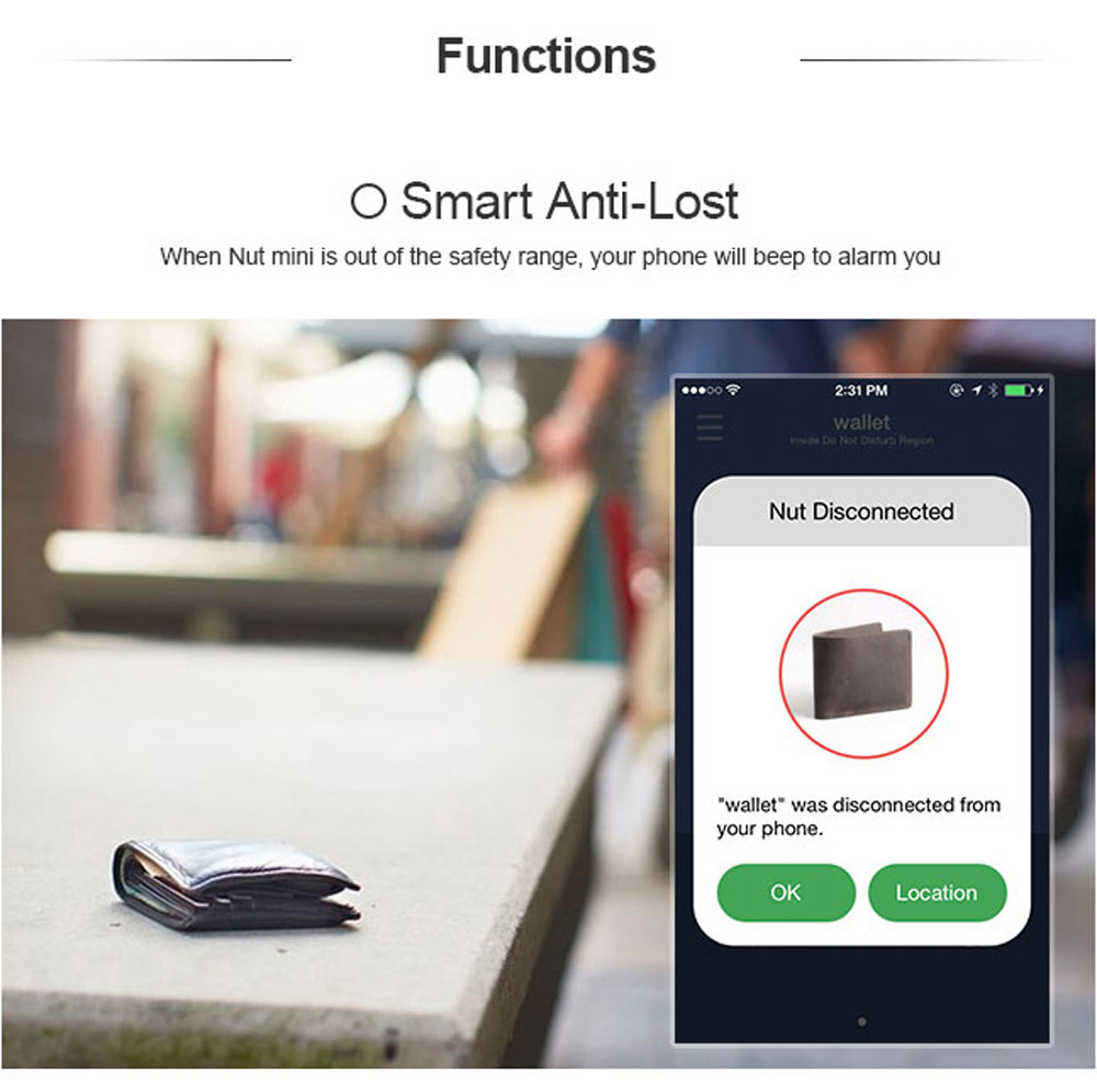 Nut Mini F6 Smart Tag Bluetooth Tracker Key Finder Locator Anti Lost Found Alarm For Security Protection Blue