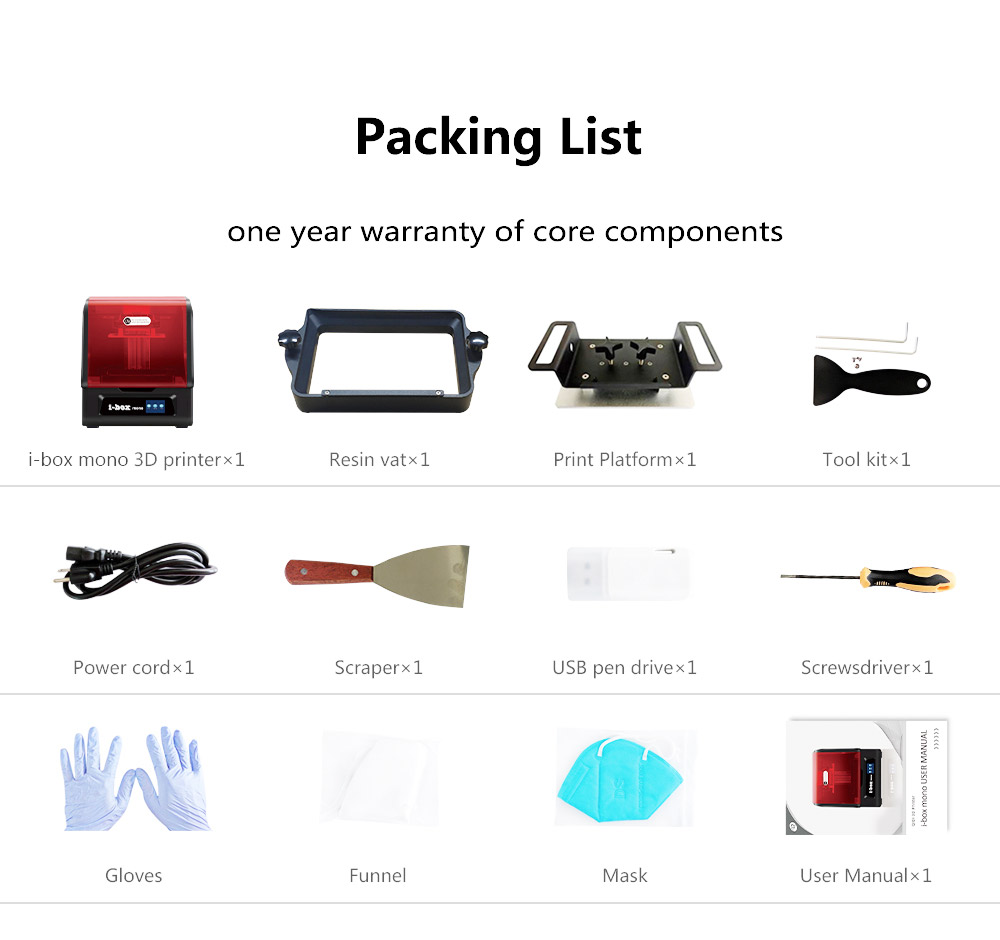 QIDI i Box Mono 3D Resin Printer UV Photocuring 8.9" 4K Monochrome LCD 3.5 inch Touch Screen 192x120x200mm