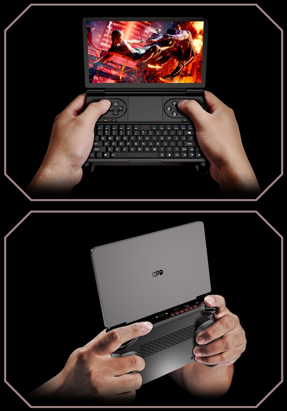 GPD WIN Mini 7-inch Handheld Gaming Console, AMD Ryzen 7 7840U, 120Hz Refresh Rate, 32GB RAM 512GB SSD, Full-Featured Type-C 65W Charging, Support Graphics Card Expansion Dock & USB4, Backlit Keyboard, 1*Oculink Port 1*microSD Card Reader - EU Plug