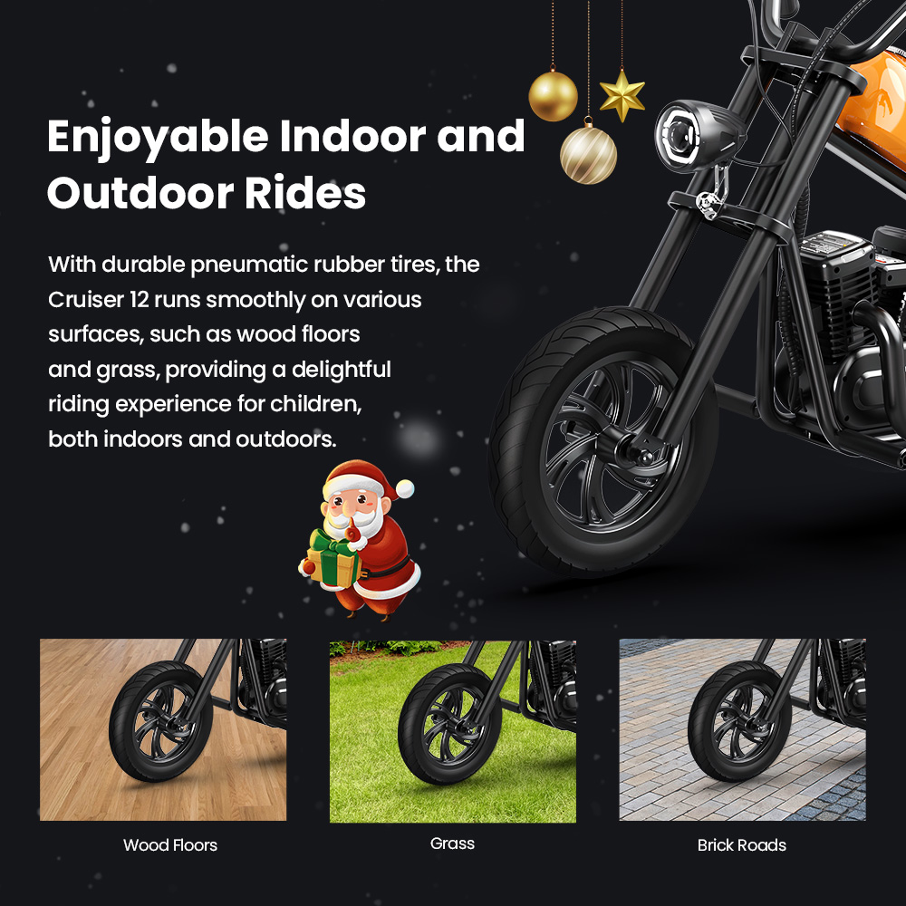 HYPER GOGO Cruiser 12 Electric Motorcycle for Kids 24V 5.2Ah Battery 160W Motor 10MPH Max Speed 12